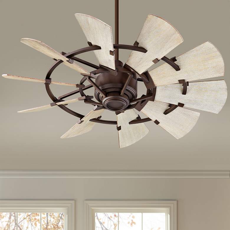 Image 1 44" Quorum Windmill Oiled Bronze Ceiling Fan with Remote