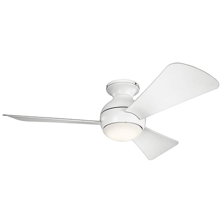 Image 2 44" Sola Matte White Wet Rated LED Hugger Fan with Wall Control