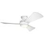 44" Sola Matte White Wet Rated LED Hugger Fan with Wall Control