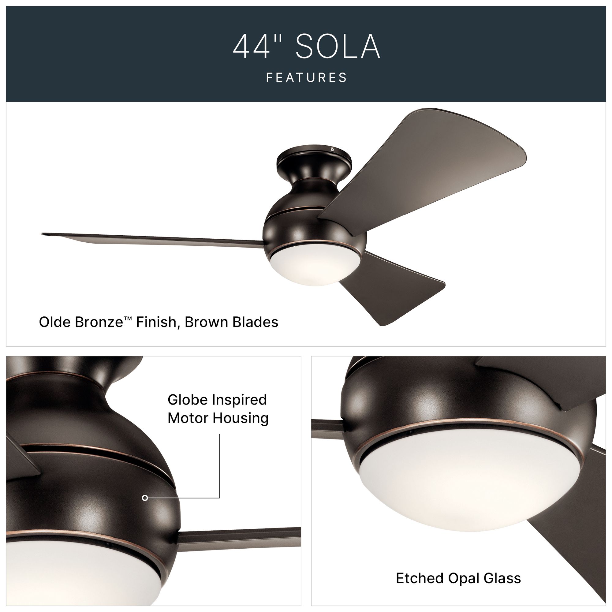 Image 5 44" Sola Olde Bronze Wet Rated Hugger Ceiling Fan with Wall Control more views