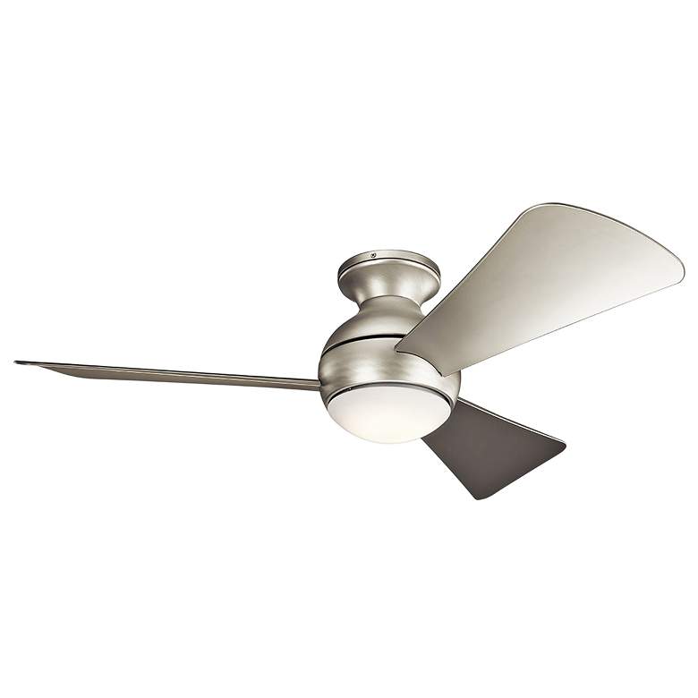 Image 2 44" Sola Satin Nickel Wet Rated LED Hugger Fan with Wall Control