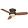 44" Traditional Concept Bronze Flushmount Fan with Wall Control