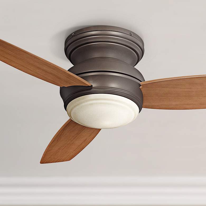 Image 1 44 inch Traditional Concept Bronze Flushmount Fan with Wall Control