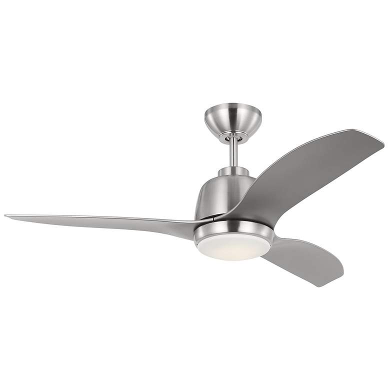 Image 1 44" Visual Comfort Avila Brushed Steel Outdoor Ceiling Fan with Remote