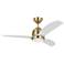 44" Visual Comfort Avila Satin Brass Outdoor Ceiling Fan with Remote