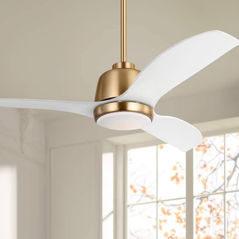 Image 1 44" Visual Comfort Avila Satin Brass Outdoor Ceiling Fan with Remote