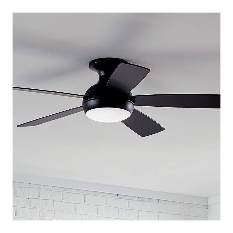 Image 2 44" WAC Odyssey Matte Black Damp LED Hugger Smart Ceiling Fan