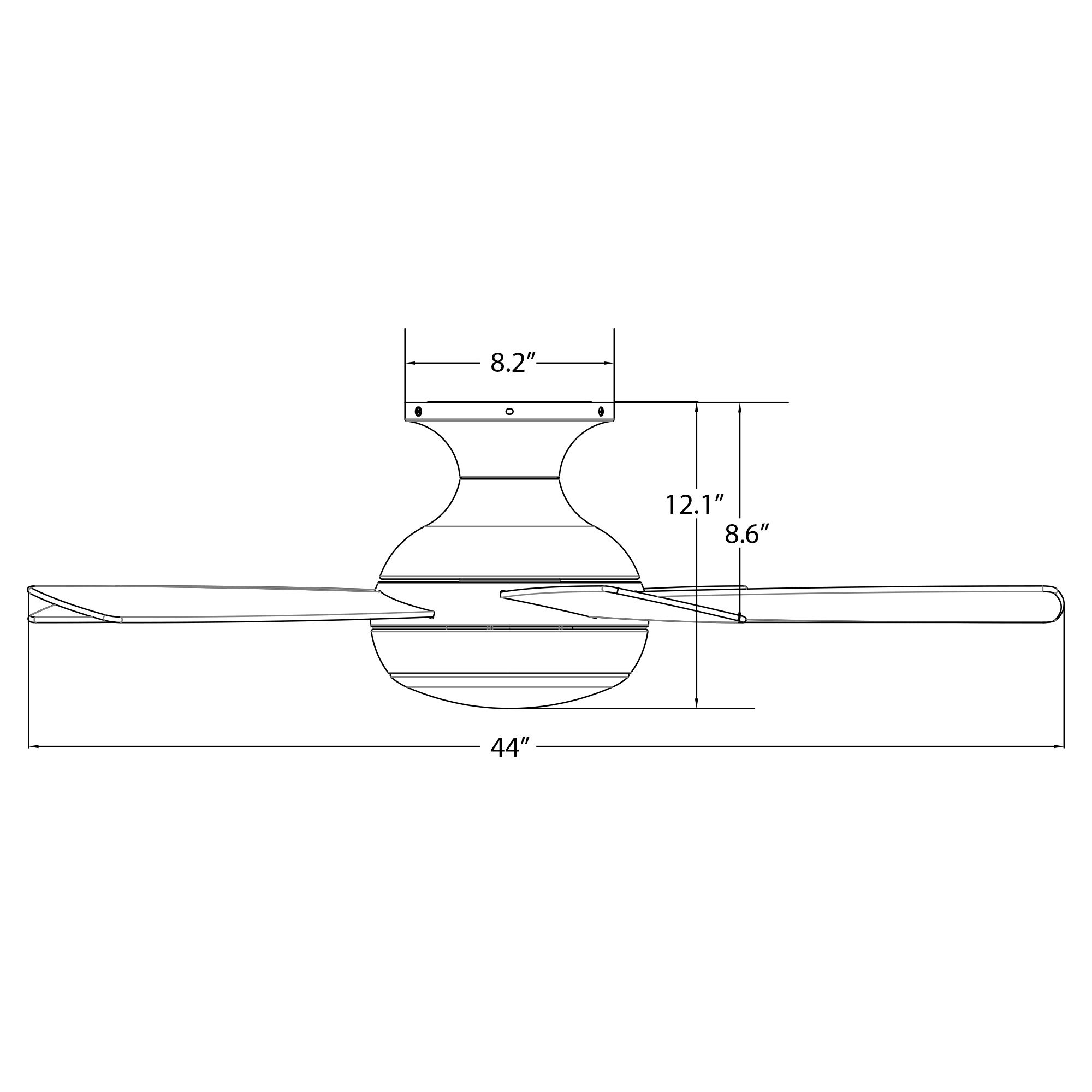 44" WAC Odyssey Matte Black Damp LED Hugger Smart Ceiling Fan in scene