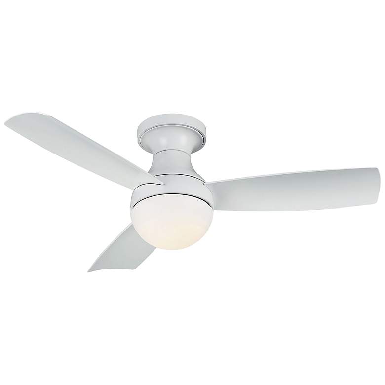 Image 1 44 inch WAC Orb LED Damp Rated Matte White Hugger Smart Fan