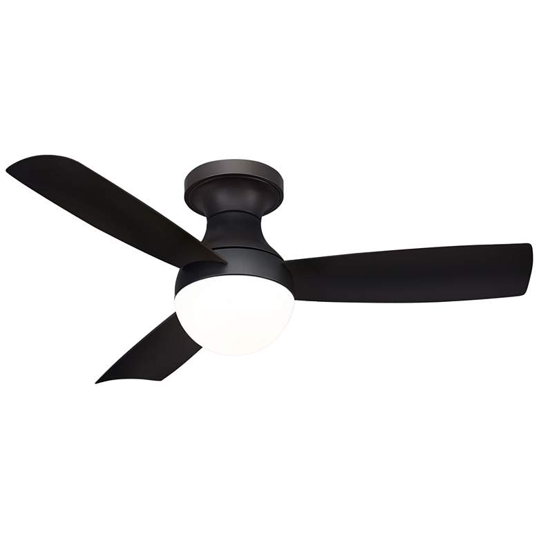 Image 1 44 inch WAC Orb Matte Black Wet Rated LED Hugger Smart Ceiling Fan