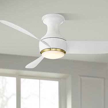 44" Modern Forms Corona White Brass LED Smart Hugger Ceiling Fan