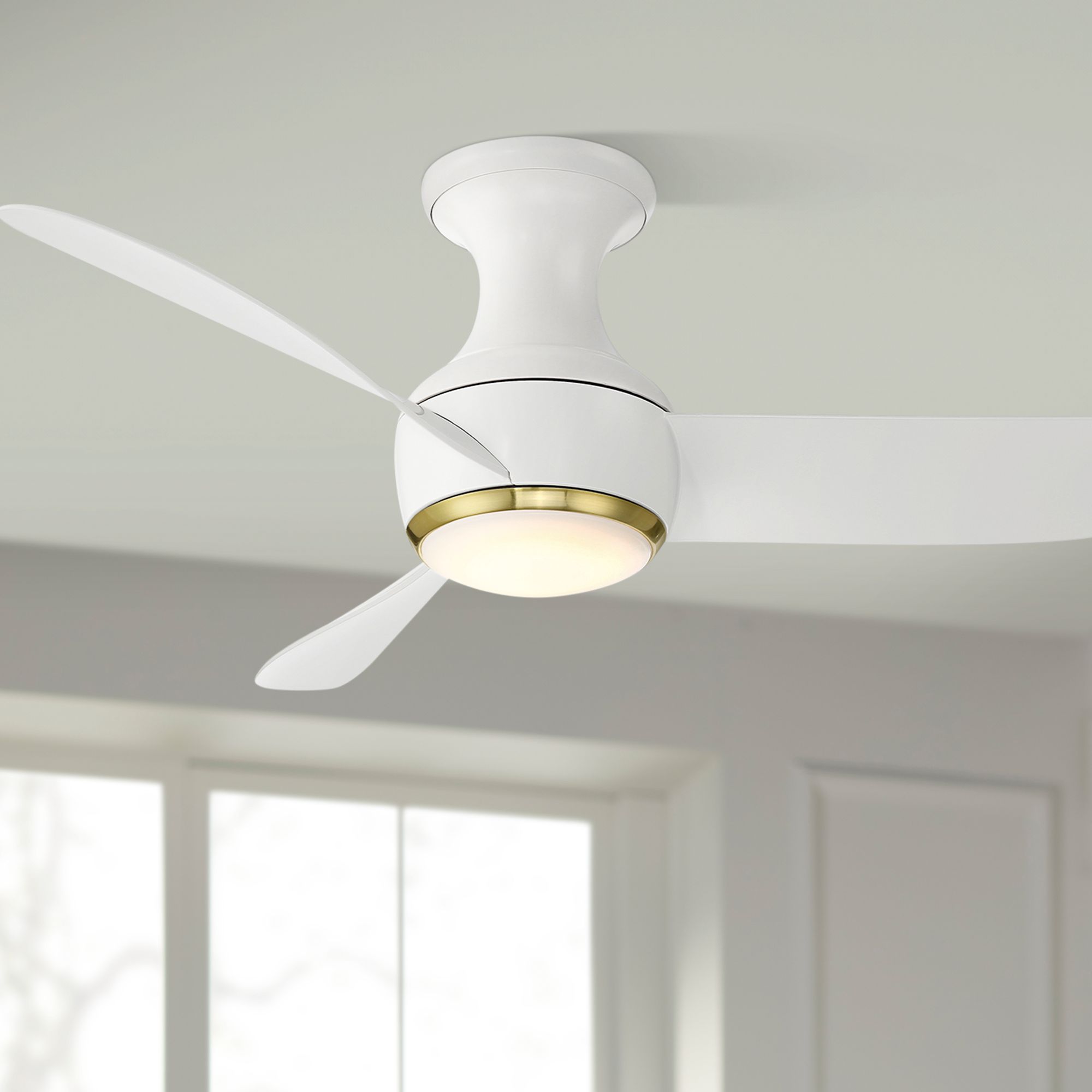 44" Modern Forms Corona White LED Smart Hugger Ceiling Fan Made to Ord