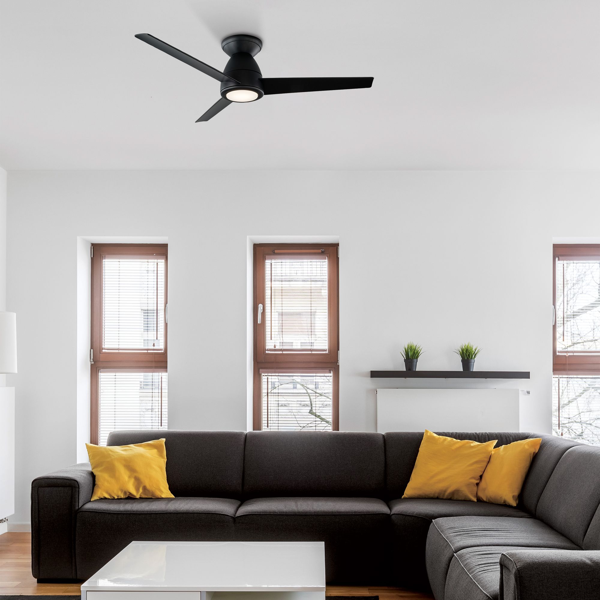 Image 5 44" Modern Forms Tip Top Matte Black LED Hugger Ceiling Fan - Made to Order more views