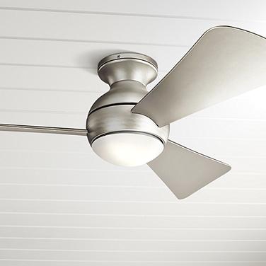 44" Sola Satin Nickel Wet Rated LED Hugger Fan with Wall Control