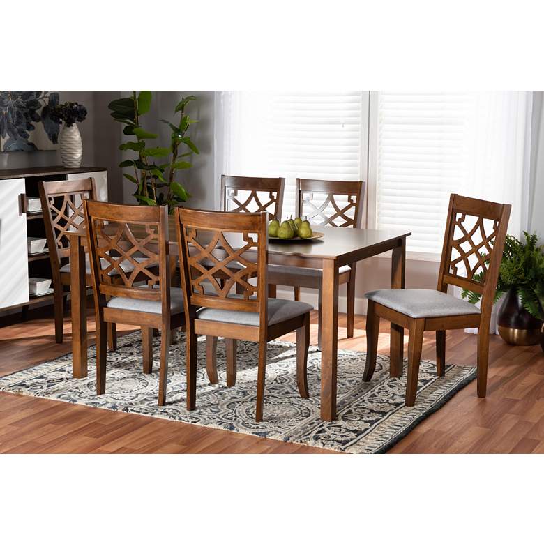 Image 1 Baxton Studio Mael Walnut Brown 7-Piece Dining Set in scene
