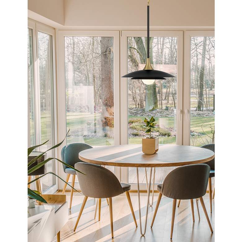 Image 1 Eurofase Welsh 18" Wide Matte Black LED Pendant Light in scene