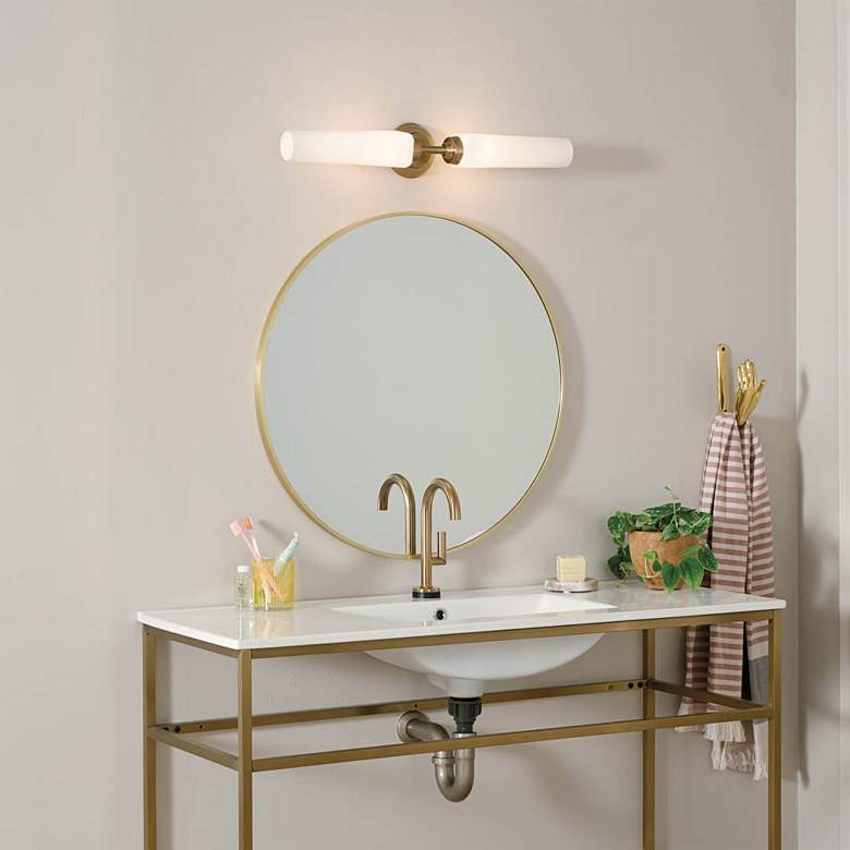 Image 1 Truby 25 3/4" Wide Champagne Bronze 2-Light Bath Light in scene