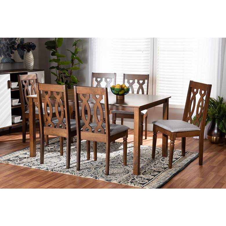 Image 1 Baxton Studio Cherese Walnut Brown 7-Piece Dining Set in scene