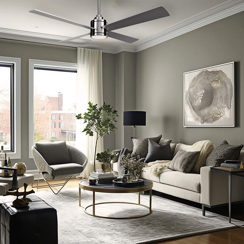 Image 1 54" Minka Aire Falco Brushed Nickel LED Indoor Ceiling Fan in scene