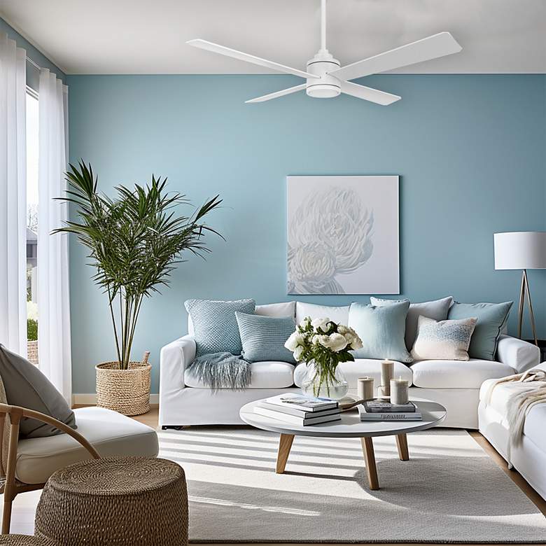 Image 1 54" Minka Aire Falco Flat White LED Indoor Ceiling Fan in scene