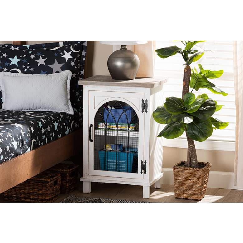 Image 1 Baxton Studio Faron 19"W White and Oak Brown 1-Door Nightstand in scene