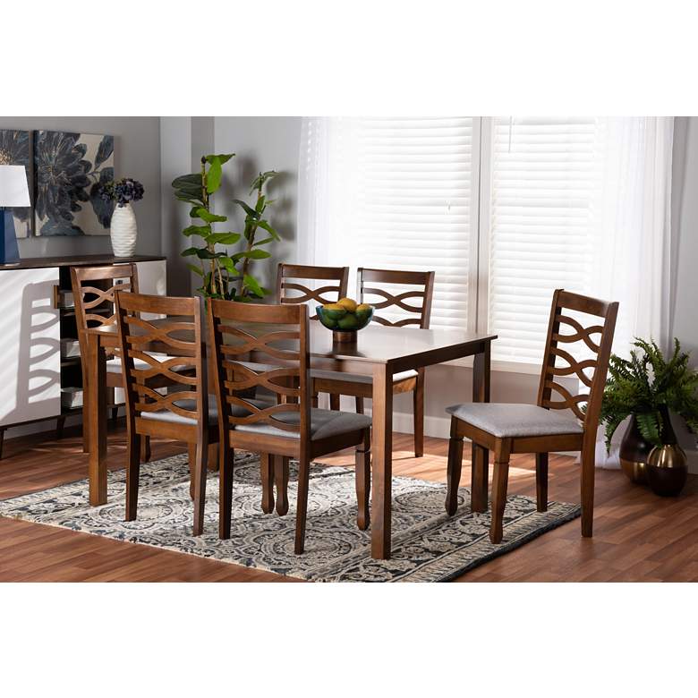 Image 1 Baxton Studio Lanier Walnut Brown 7-Piece Dining Set in scene