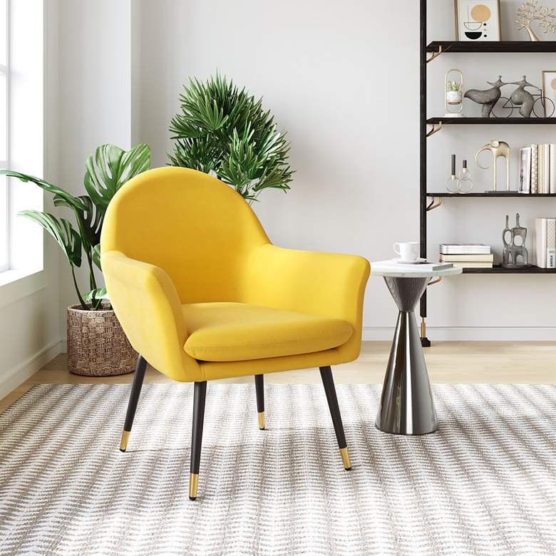 Image 1 Zuo Alexandria Yellow Fabric Accent Chair in scene