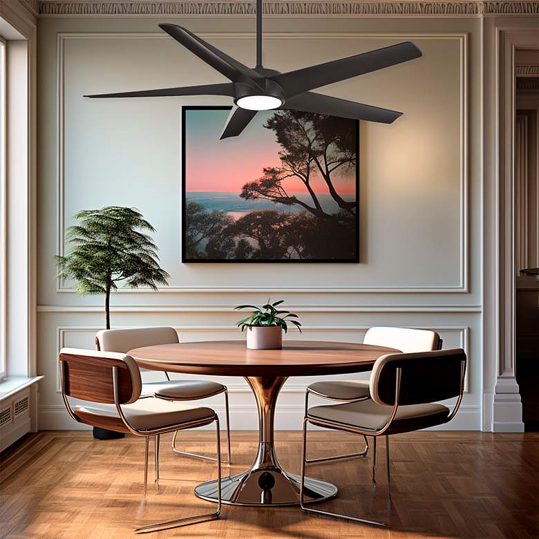 Image 1 65" Minka Aire Skymaster Coal LED Indoor Ceiling Fan with Remote in scene