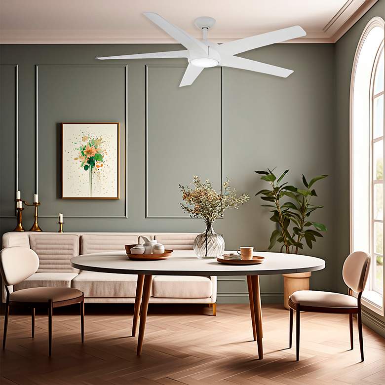 Image 1 65" Minka Aire Skymaster Flat White LED Indoor Ceiling Fan with Remote in scene