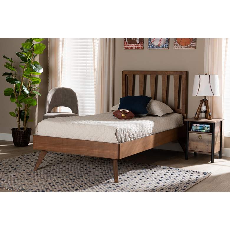 Image 1 Baxton Studio Michi Walnut Brown Twin Size Platform Bed in scene