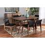 Afton Black and Walnut Brown Wood 7-Piece Dining Set in scene