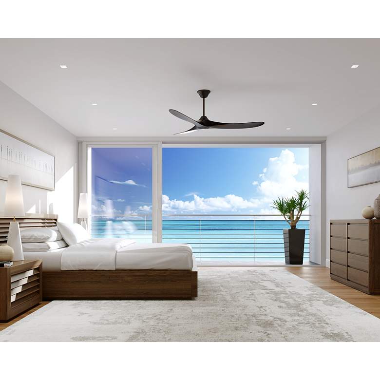 Image 1 60 inch Maverick Coastal Midnight Black Wet Rated Ceiling Fan with Remote in scene