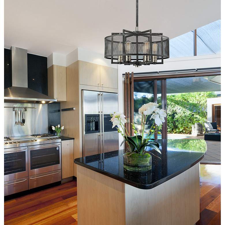 Image 1 Slatington 22" Wide Silvered Graphite 6-Light Chandelier in scene