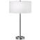 44F42 - Brushed Nickel and Black Table Lamp with 2 Outlets