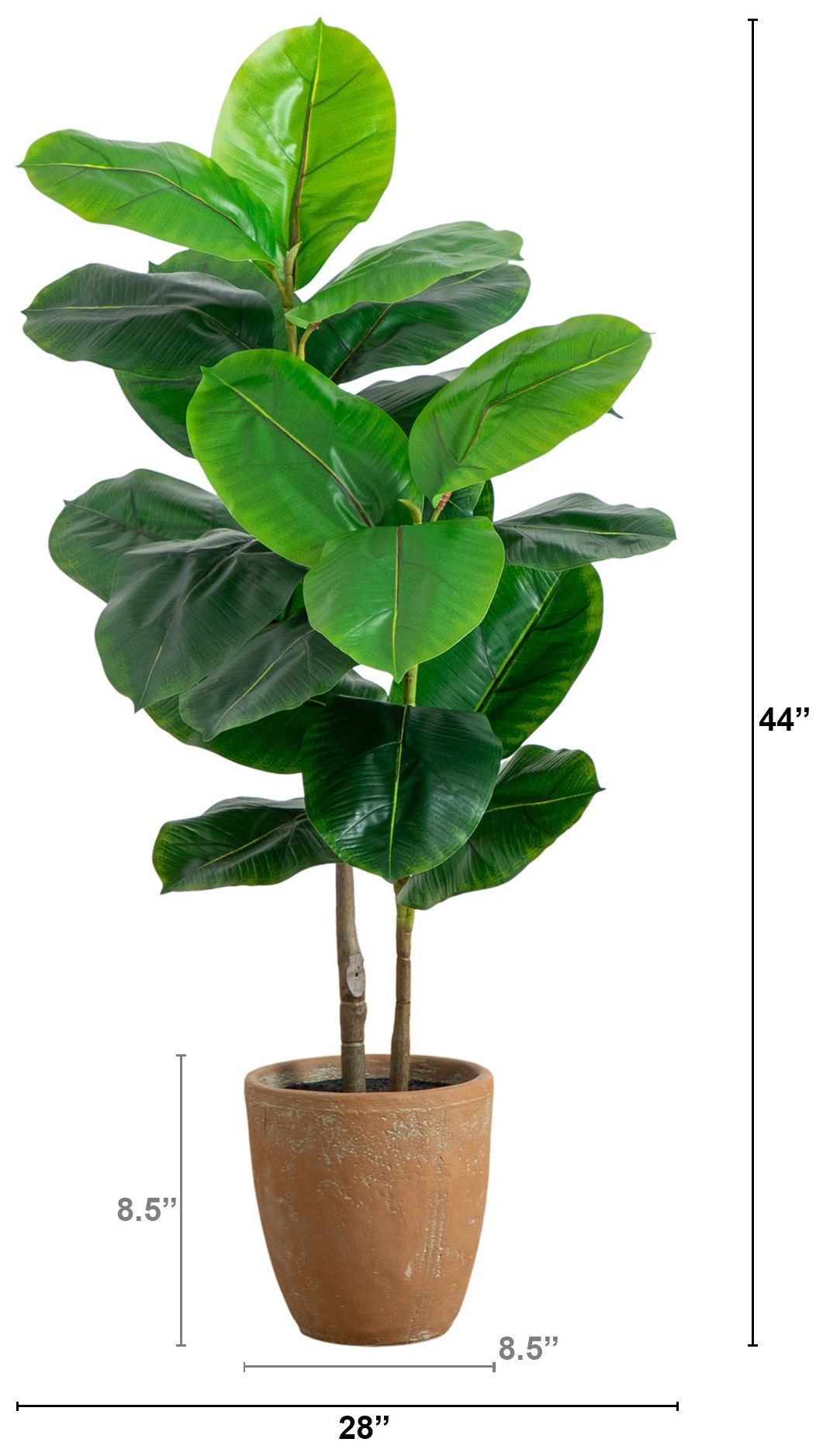 Image 3 44in. Artificial Rubber Tree in Decorative Planter more views