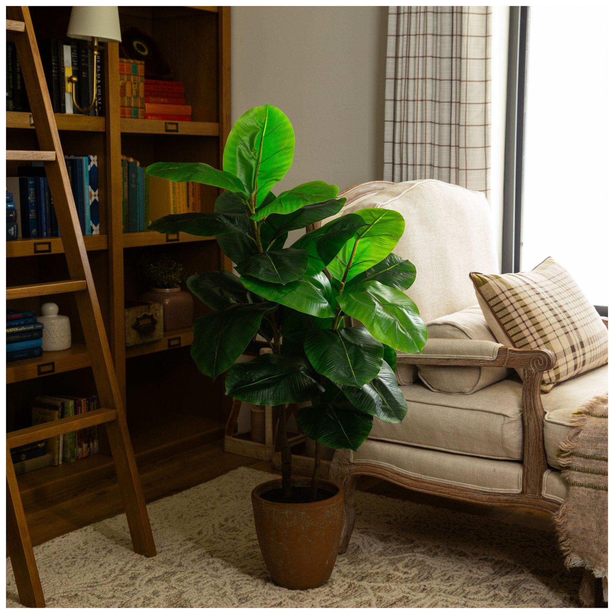 Image 6 44in. Artificial Rubber Tree in Decorative Planter more views