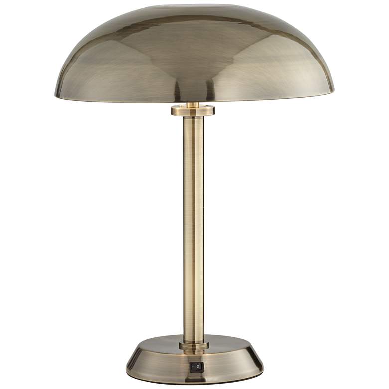 Image 1 44J18 - Satin Gold Table Lamp with Dome /Metal Shade