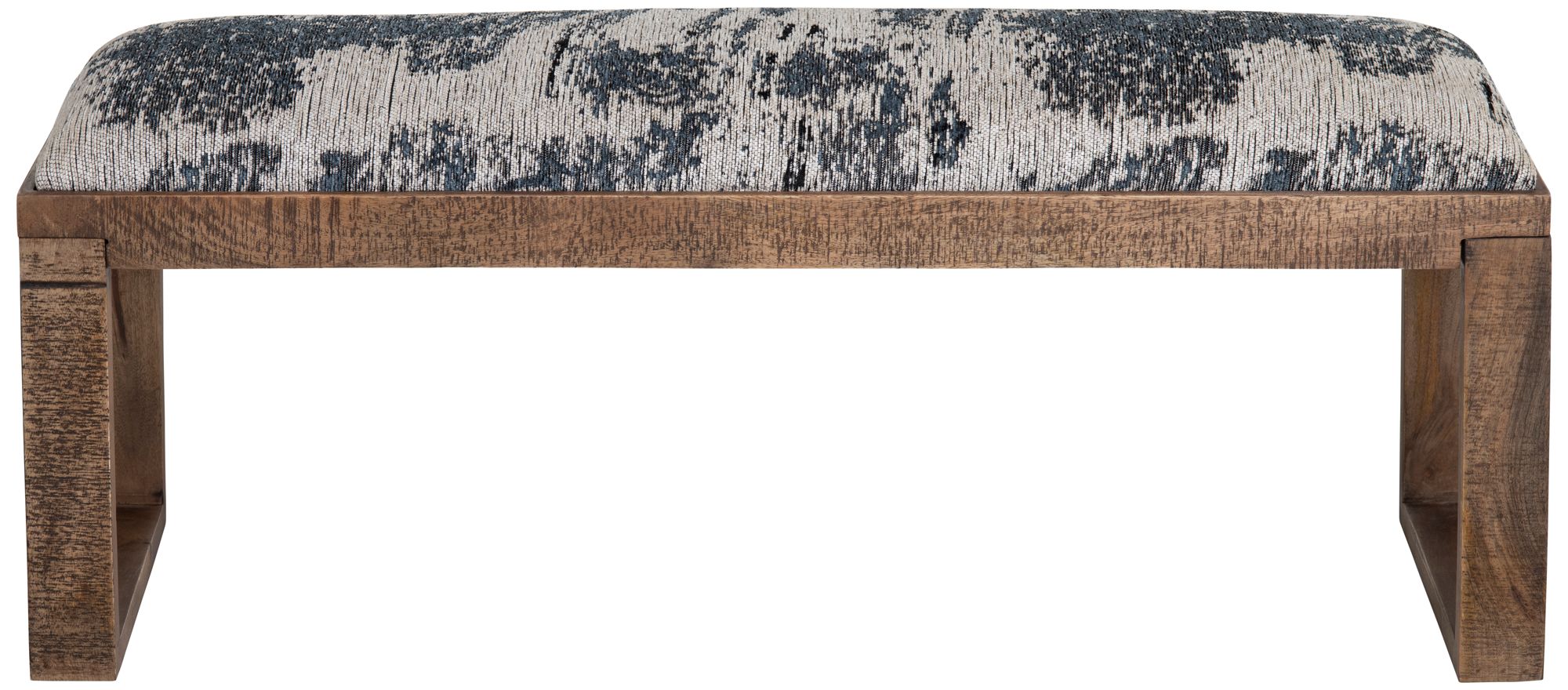 Image 3 45 in. Navy Upholstered Accent Bench with Brown Solid Wood Frame more views