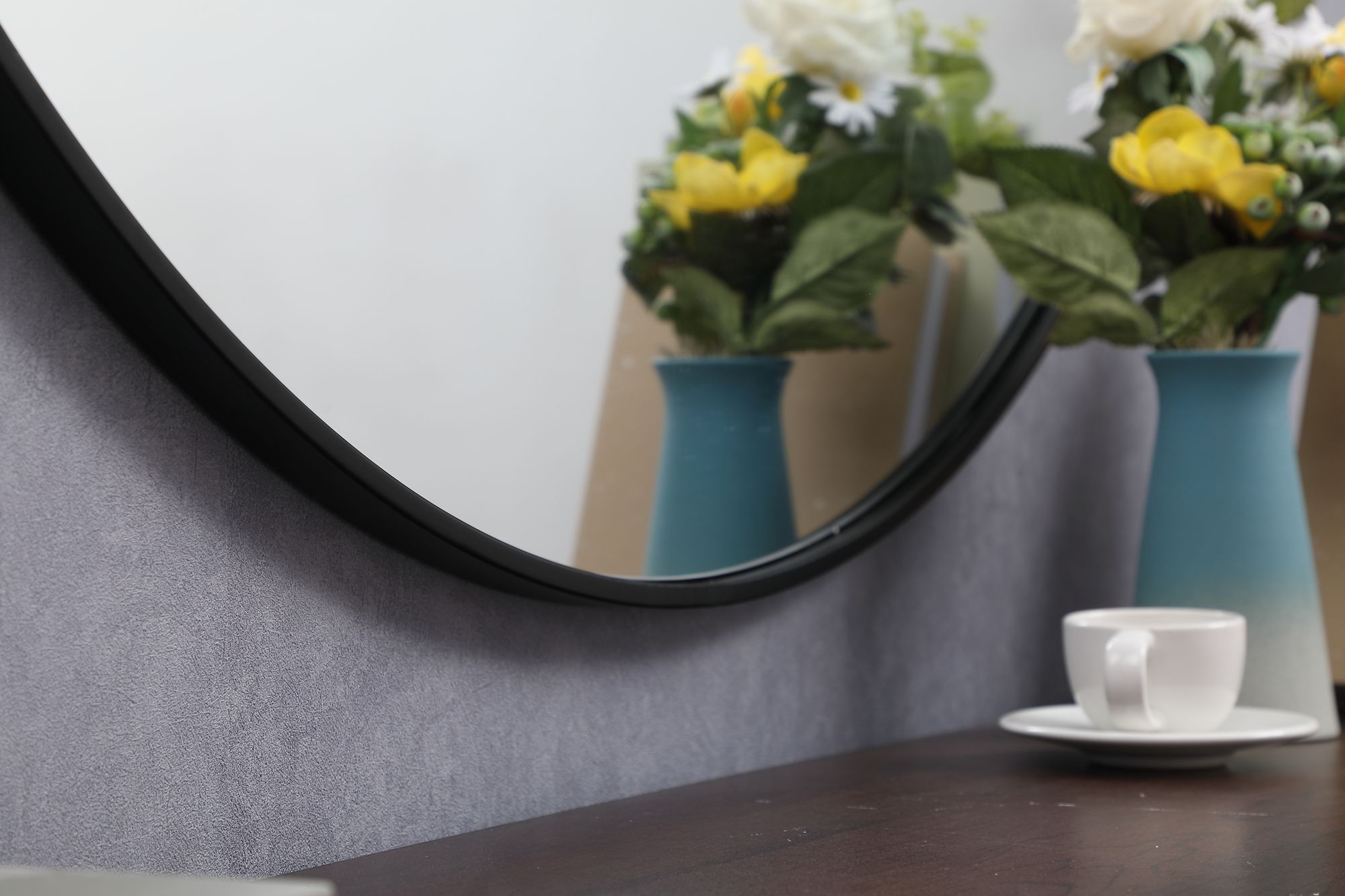 Image 4 45-in W x 45-in H Metal Frame Round Wall Mirror in Black more views