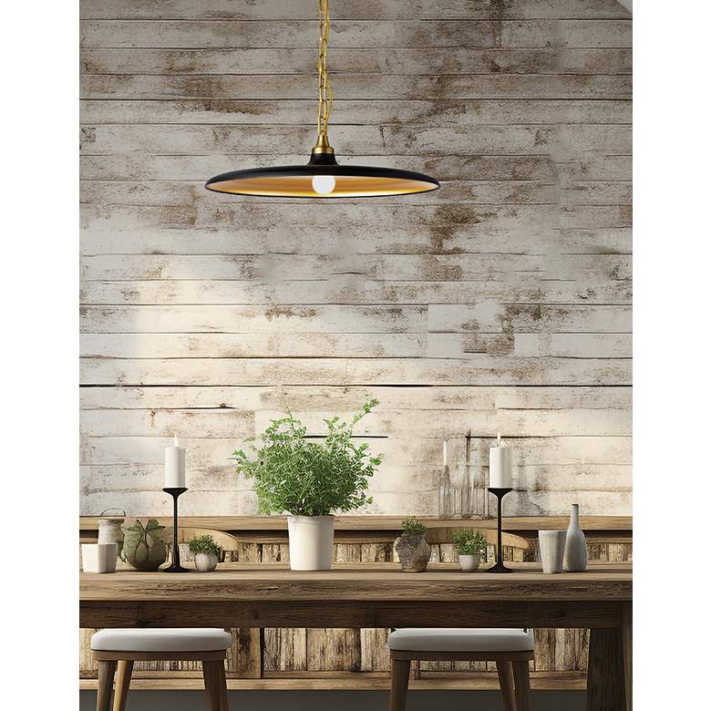 Image 1 Quentin 24" Wide Black and Aged Brass Pendant Light in scene