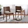 Afton Brown Faux Leather Wood Dining Chairs Set of 2 in scene
