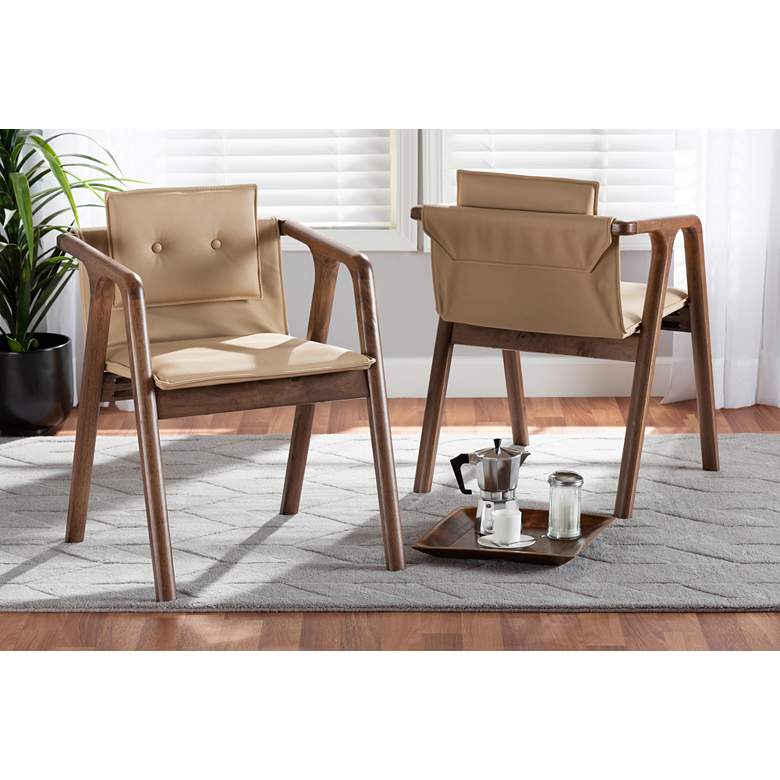 Image 1 Baxton Studio Marcena Tufted Beige Dining Chairs Set of 2 in scene