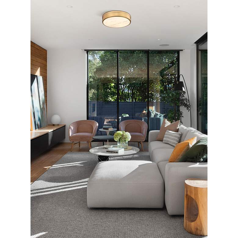 Image 1 Anders 22" Wide Rubbed Brass LED Round Ceiling Light in scene