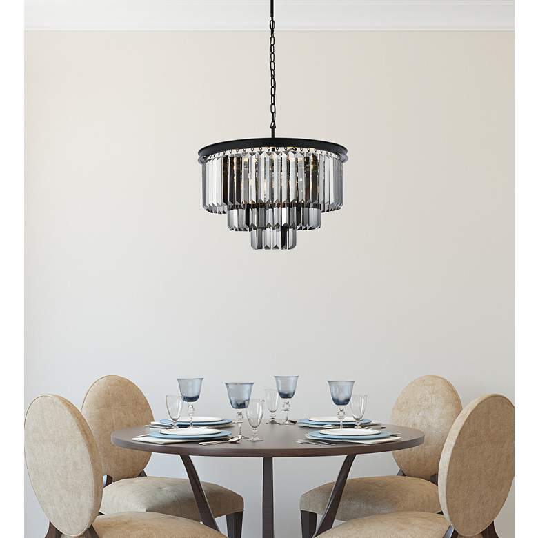Image 1 Sydney 26" Wide Matte Black 3-Tier Crystal Chandelier in scene