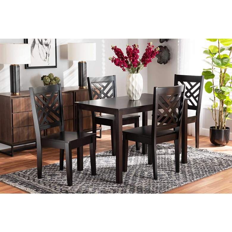 Image 1 Baxton Studio Ani Dark Brown Wood 5-Piece Dining Set in scene