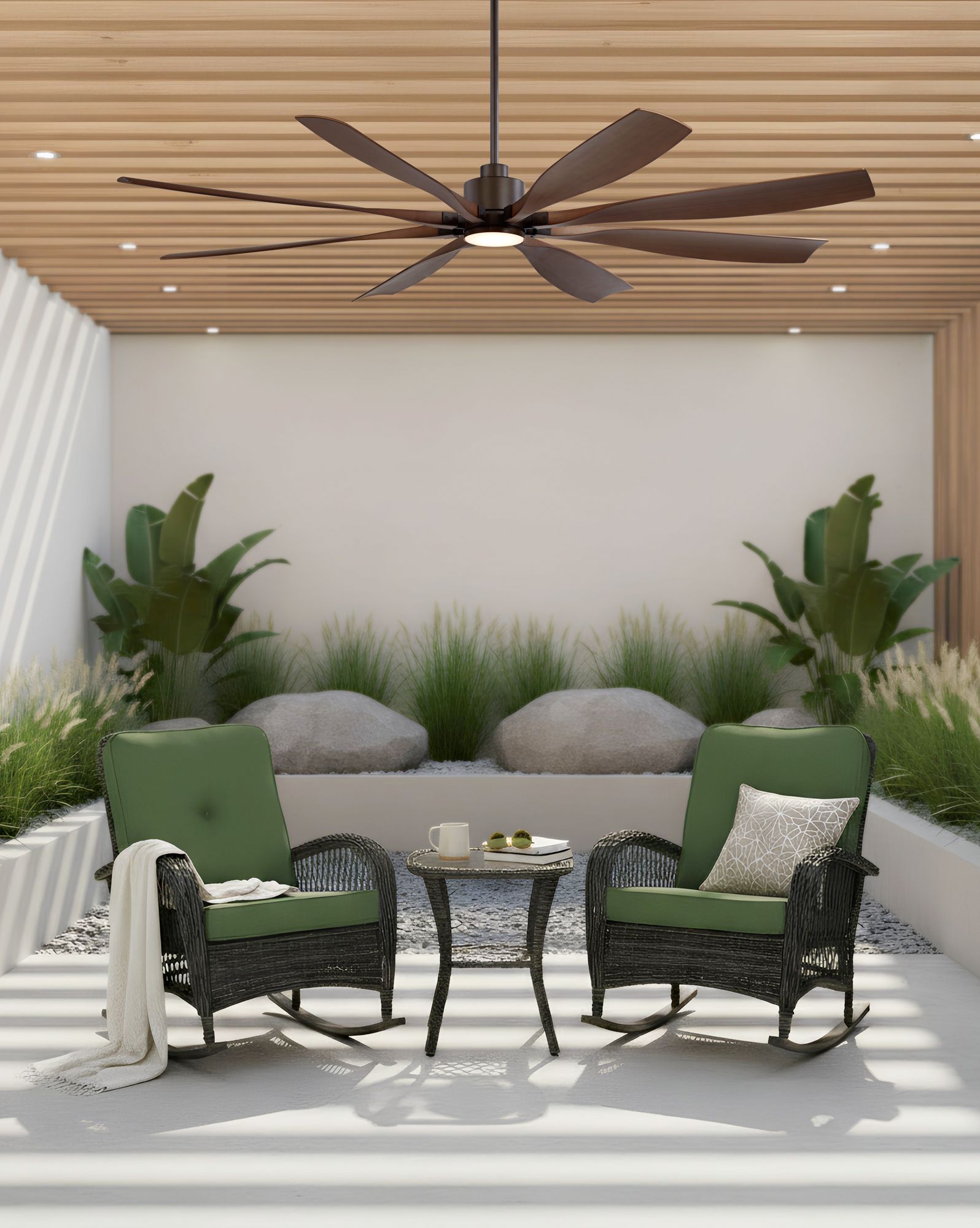 Image 1 72" Casa Vieja Vortex Bronze and Barnwood LED Ceiling Fan with Remote in scene