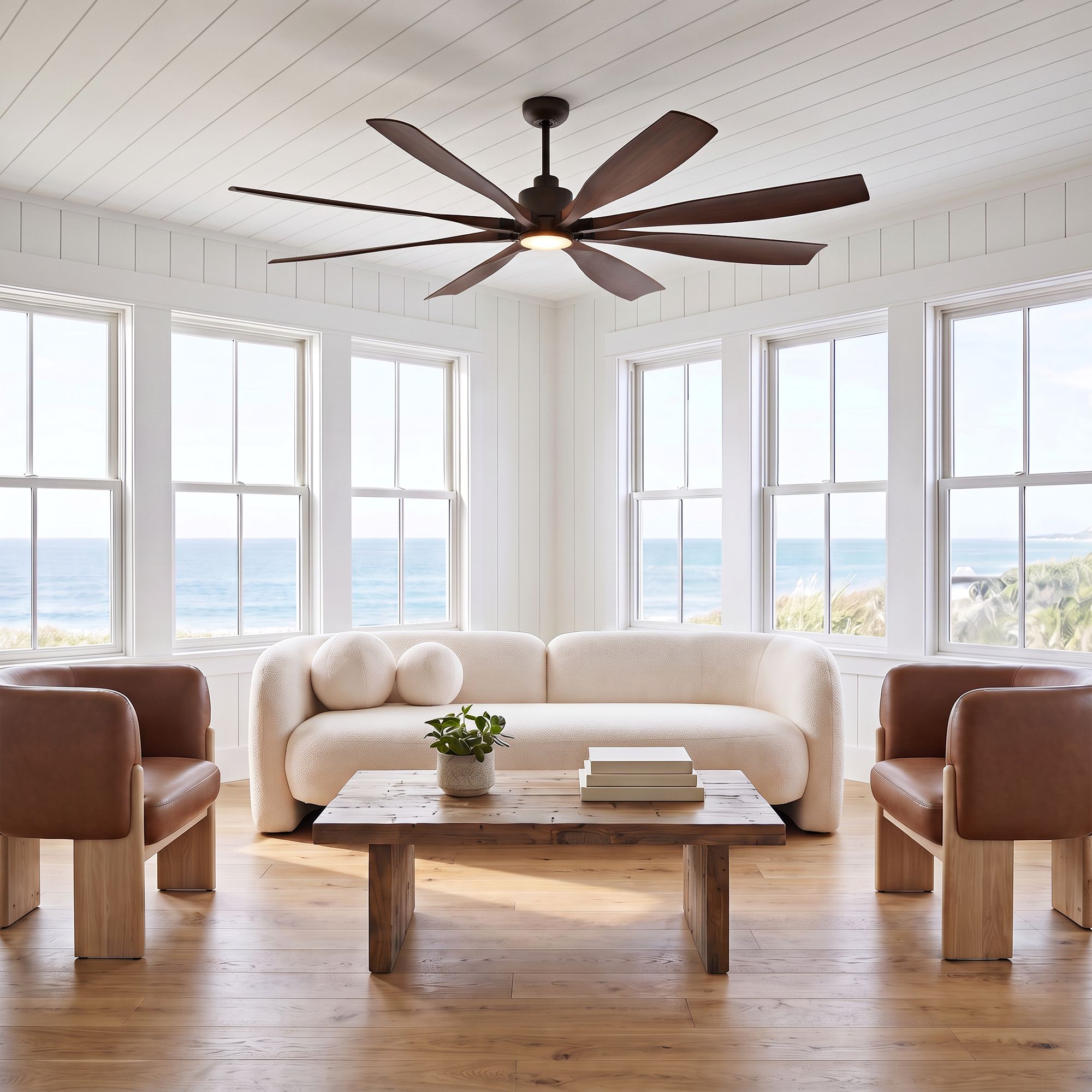 Image 1 72" Casa Vieja Vortex Bronze and Barnwood LED Ceiling Fan with Remote in scene