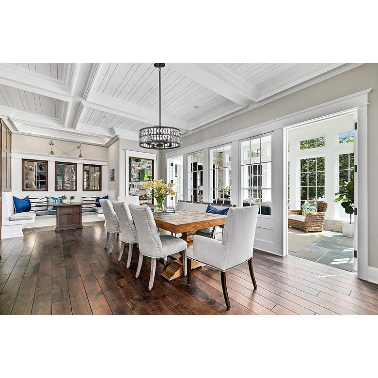 Image 1 Maxim Madeline 20"W Black and Crystal 4-Light Drum Pendant in scene