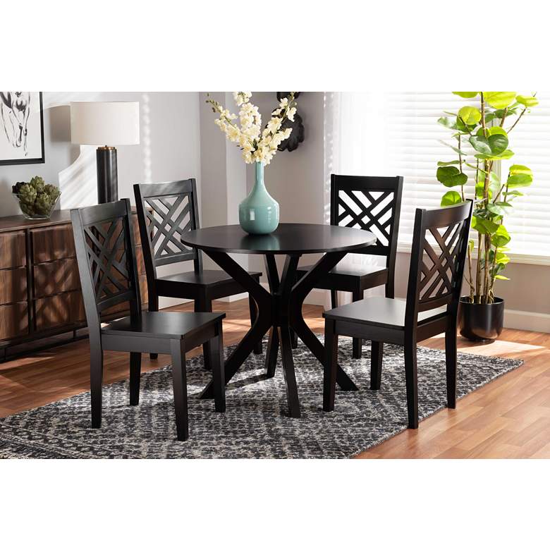 Image 1 Baxton Studio Ela Dark Brown Wood 5-Piece Dining Set in scene