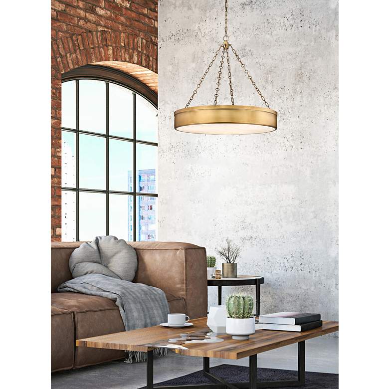 Image 1 Anders 33" Wide Rubbed Brass LED Chandelier in scene